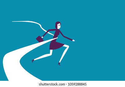 Businesswoman and the finish line. Vector illustration business concept