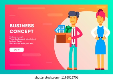 Businesswoman fires an employee. Vector illustration