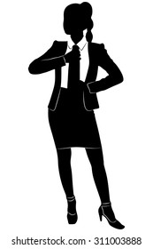  businesswoman fixing her tie