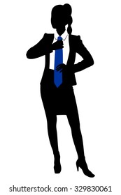businesswoman fixing her tie