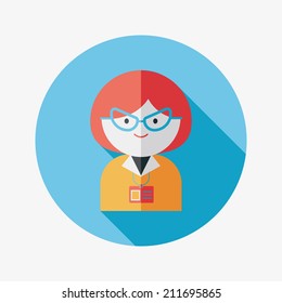 businesswoman flat icon with long shadow,eps10