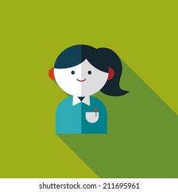 businesswoman flat icon with long shadow,eps10
