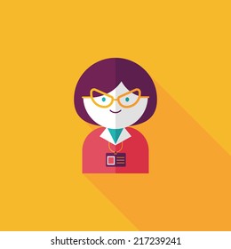 businesswoman flat icon with long shadow,eps10
