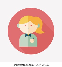 businesswoman flat icon with long shadow,eps10