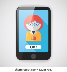 businesswoman flat icon with long shadow,eps10