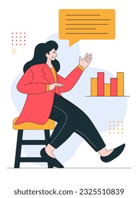 businesswoman in flat vector illustration. Premium graphic design stock for presentation, website, marketing, investment and financial purpose with geometric element.