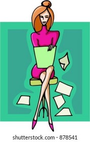 Businesswoman with folder and notes.