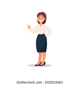 Businesswoman in formal clothes, business character working in office cartoon vector Illustration