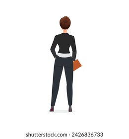 Businesswoman in formal jacket and trousers standing and looking back vector illustration