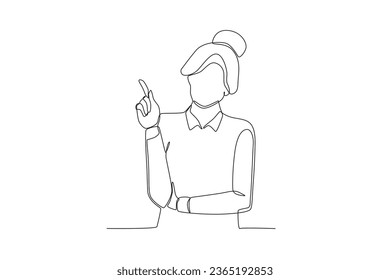 A businesswoman gave a thumbs-up. Dia de la mujer emprendedora one-line drawing