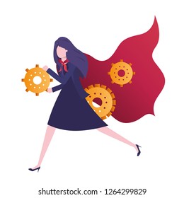 businesswoman with gear avatar character