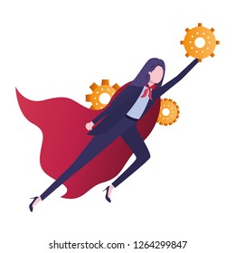businesswoman with gear avatar character