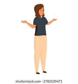 Businesswoman gesturing with open hands, explaining or presenting something