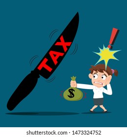 Businesswoman get robbery by tax, illustration vector cartoon