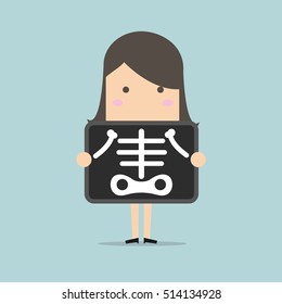 Businesswoman is getting x-ray examination vector