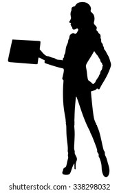 Businesswoman giving a document to someone
