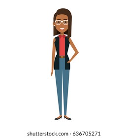 businesswoman with glasses avatar character icon