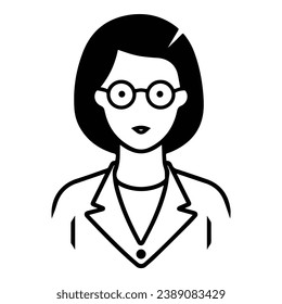 Businesswoman In Glasses Flat Icon Isolated On White Background