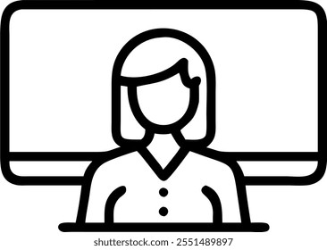 Businesswoman in a glossy abstract virtual meeting environment concept as Camera movement Pan across the screen showing a businesswoman engaging in a virtual meeting with glossy ab