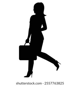 Businesswoman Going to Work Silhouette Icon for Professional and Corporate Themes