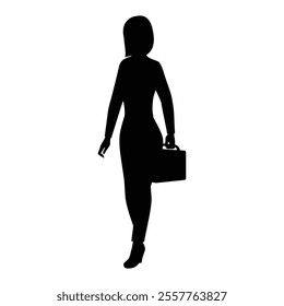 Businesswoman Going to Work Silhouette Icon for Professional and Corporate Themes