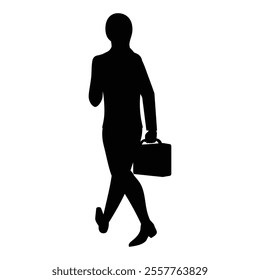 Businesswoman Going to Work Silhouette Icon for Professional and Corporate Themes