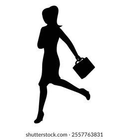 Businesswoman Going to Work Silhouette Icon for Professional and Corporate Themes