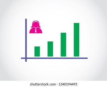 Businesswoman Growth Graph