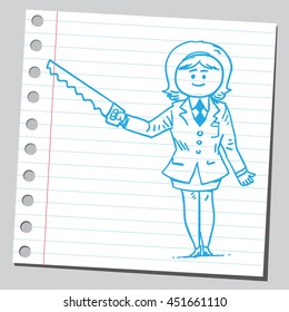 Businesswoman with hand saw