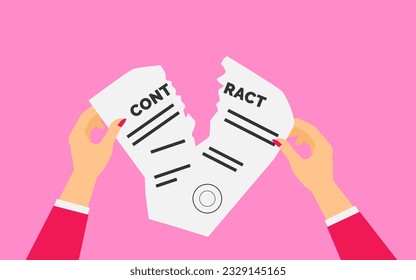 businesswoman hands ripping the contract agreement paper vector illustration