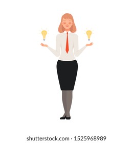 Businesswoman Has a Great Idea character Illustration Vector