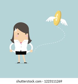 Businesswoman has no money.