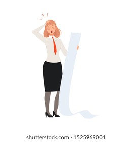Businesswoman has some difficalties at work on a white background character