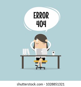 Businesswoman have a problem internet error. vector