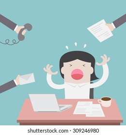 Businesswoman Have Work Vector Stock Vector (Royalty Free) 309246980 ...