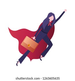 businesswoman with hero cape avatar character