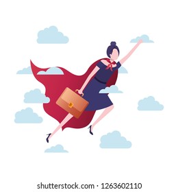 businesswoman with hero coat character