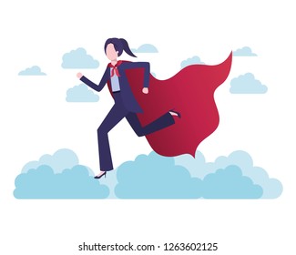 businesswoman with hero coat character