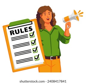 A businesswoman holding clipboard with checklist
