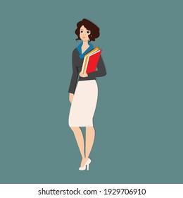 Businesswoman holding file folder concept. Creative idea design for template, brochure or presentation.