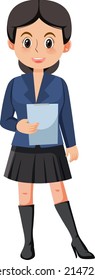 Businesswoman holding file in one hand illustration
