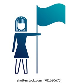 businesswoman holding flag in pole achievement