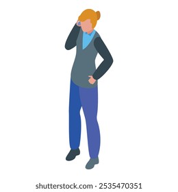 Businesswoman holding her hand on her hip while speaking on the phone
