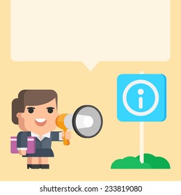 Businesswoman holding megaphone concept