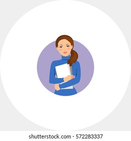 Businesswoman holding paper sheets