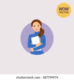Businesswoman holding paper sheets