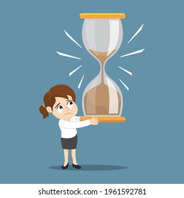 Businesswoman Holding A Sand Timer, illustration vector cartoon
