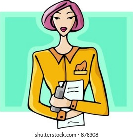 Businesswoman holding a telephone and notes. Check my portfolio for many more images of this series.