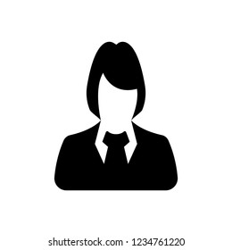 Businesswoman icon, avatar symbol - black