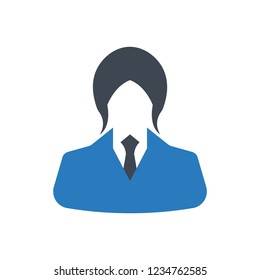 Businesswoman icon, avatar symbol - blue